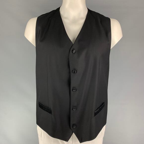 DOLCE & GABBANA Size 48 Black Wool Blend Buttoned Vest - Picture 1 of 5